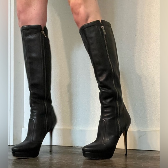Jimmy Choo black double sided zipper leather boots with stiletto heels - Picture 5 of 12